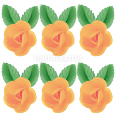 Fleurs de Rose Orange x6 et Feuilles Vertes x12 en Azyme - Florensuc