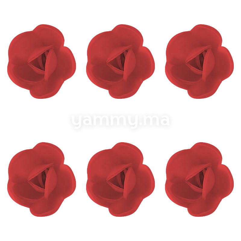 Fleurs de Rose Rouges x6 et Feuilles Vertes x12 en Azyme - Florensuc