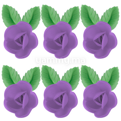Fleurs de Rose Violettes x6 et Feuilles Vertes x12 en Azyme - Florensuc