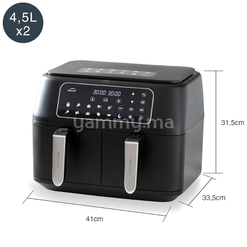 Friteuse sans Huile Air Fryer Double 2 x 4.5L - Lacor 69508