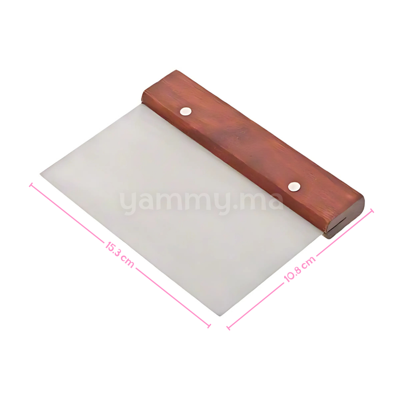 Grattoir Coupe-Pâte en Inox avec Manche en Bois 15 cm
