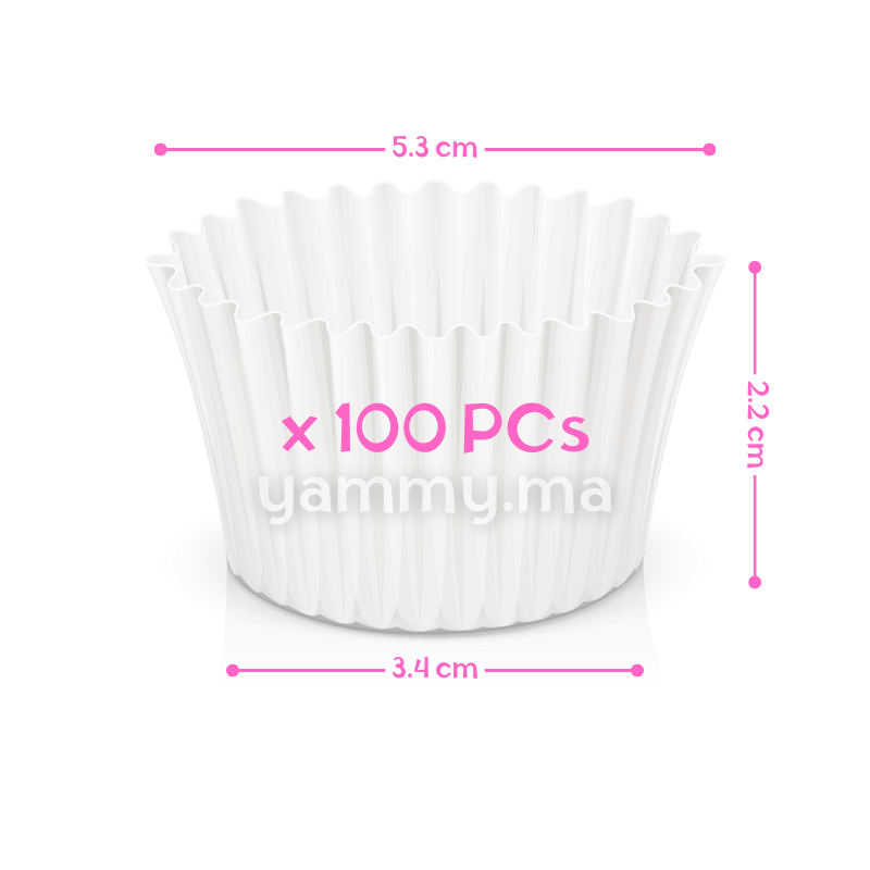 SET. 100 Caissettes à Mini Cupcakes Muffins Blanc