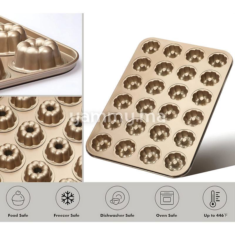 Moule à 24 Mini Muffins Kuglof Doré Anti-adhésif