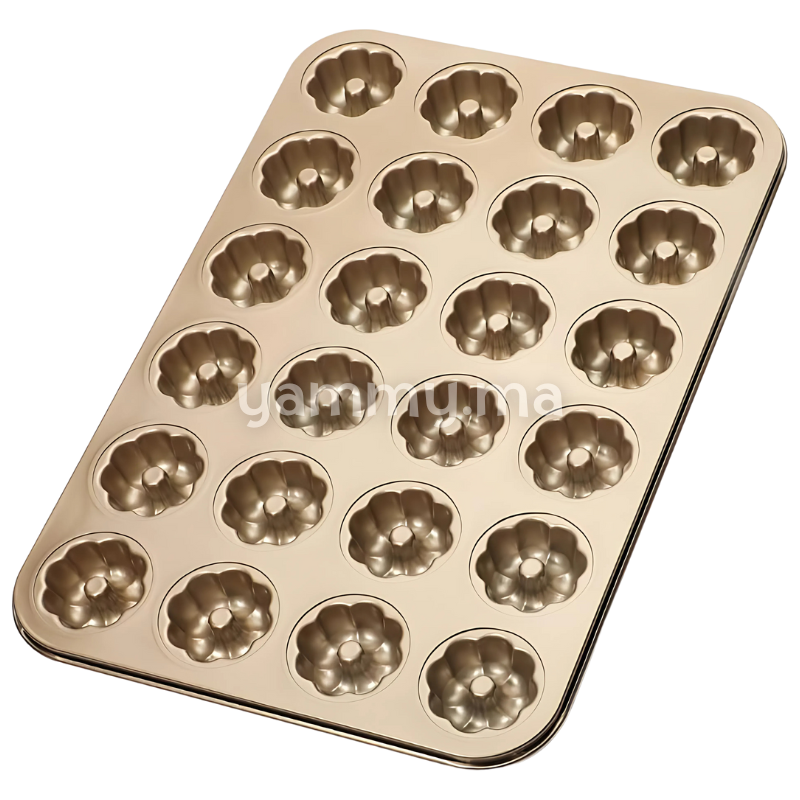 Moule à 24 Mini Muffins Kuglof Doré Anti-adhésif