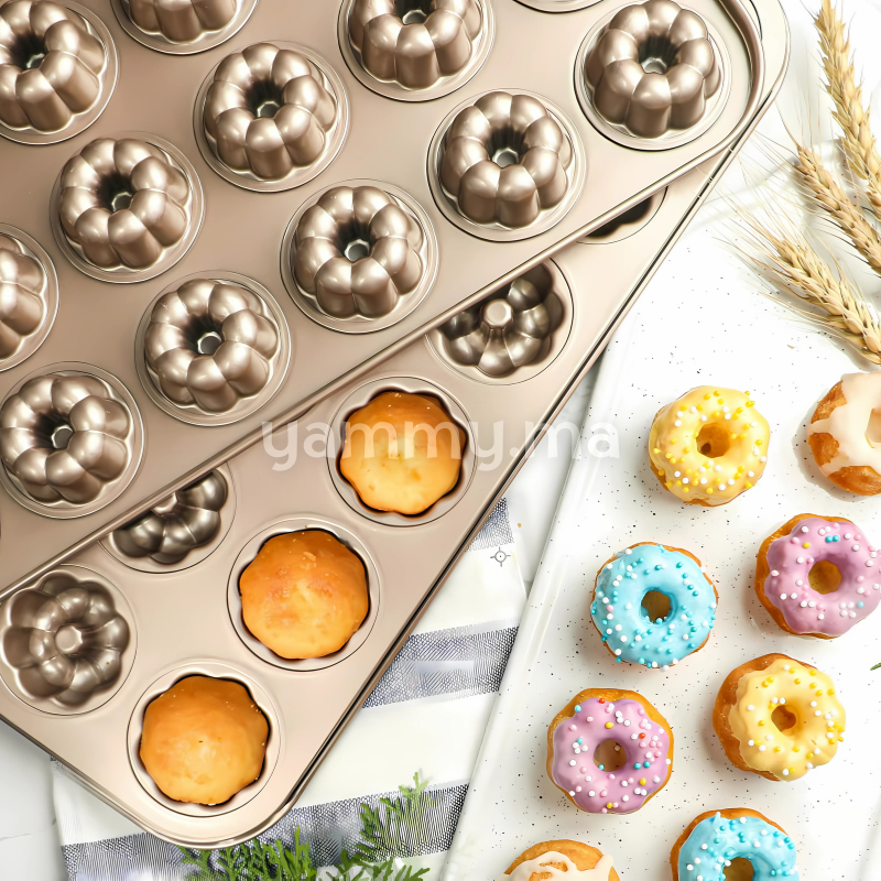 Moule à 24 Mini Muffins Kuglof Doré Anti-adhésif