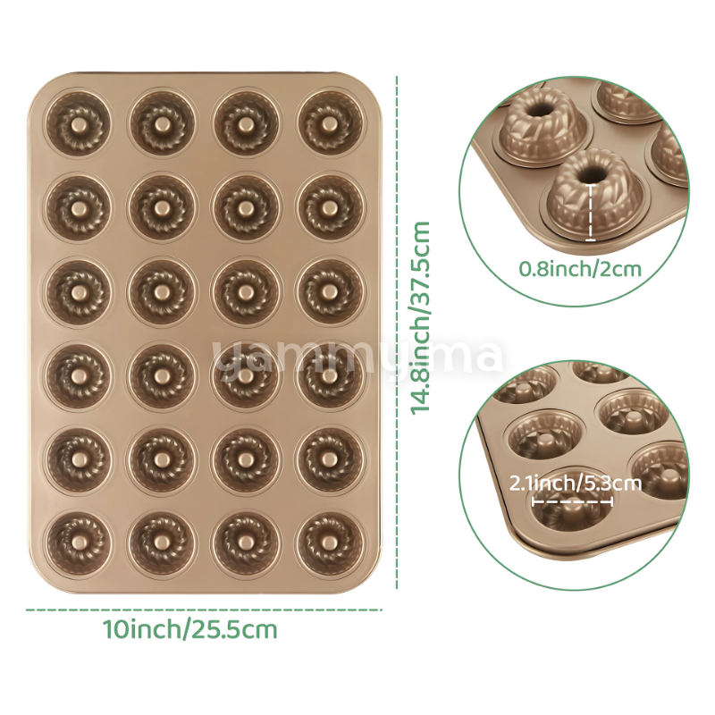 Moule à 24 Mini Muffins Kuglof Ø 5.3 cm Doré Anti-adhésif