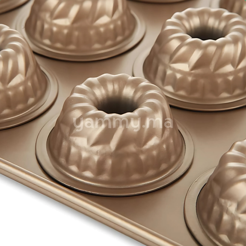 Moule à 24 Mini Muffins Kuglof Ø 5.3 cm Doré Anti-adhésif