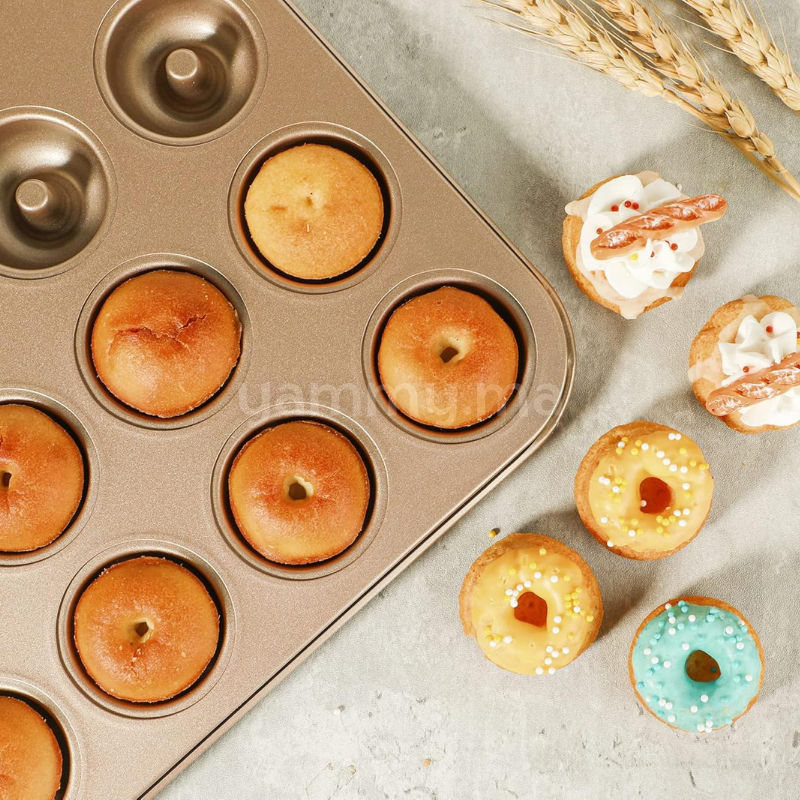 Moule à 24 Mini Donuts Doré Anti-adhésif