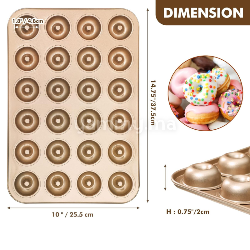 Moule à 24 Mini Donuts Doré Anti-adhésif