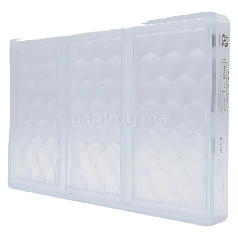 Moule Chocolat en Polycarbonate Tablette Facette 80 gr (x3) "CW2448" - Chocolate World
