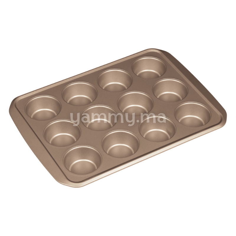 Moule à 12 Muffins / Cupcake Ø 7 x H 3.3 cm Doré