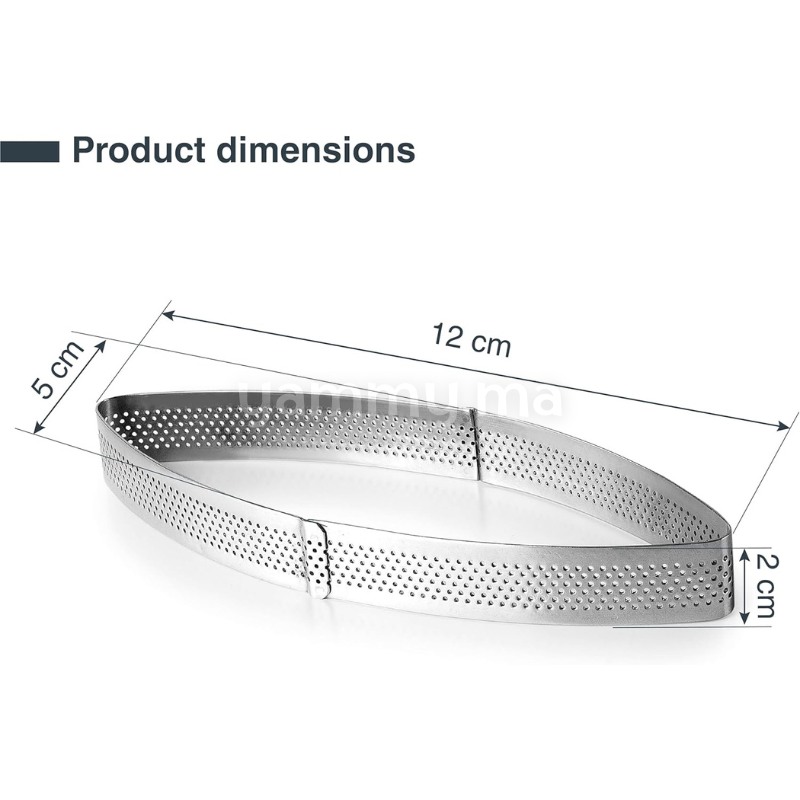 Cadre à Tartelette Ovale Perforé 12 x 5 x H 2 cm en Inox - Lacor