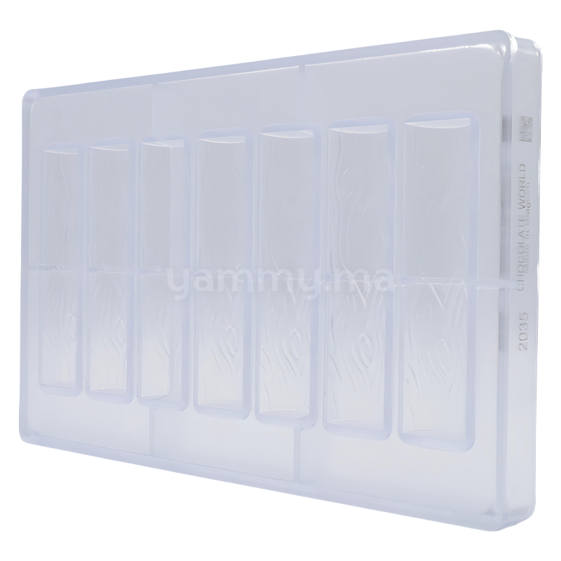 Moule Chocolat en Polycarbonate Bar Semi-circulaire avec Éclats de Glace (x7) "CW12105" - Chocolate World