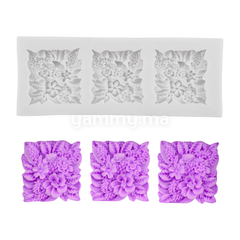 Moule Silicone 3 Bouquets de Fleurs Carré