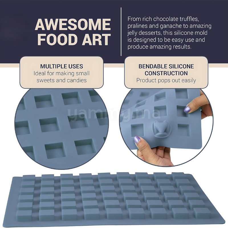 Moule Silicone Mini Carré pour Chocolat (x54) "C293"