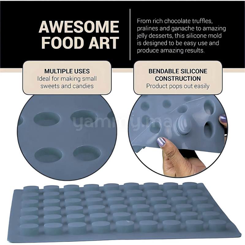 Moule Silicone Mini Oval pour Chocolat (x54) "C291"