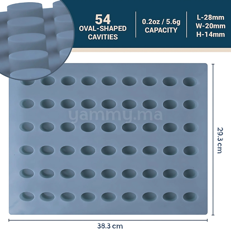 Moule Silicone Mini Oval pour Chocolat (x54) "C291"