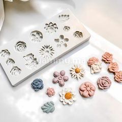Moule Silicone - 9 Fleurs et 1 Feuille