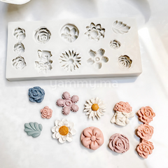 Moule Silicone - 9 Fleurs et 1 Feuille