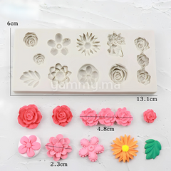 Moule Silicone - 9 Fleurs et 1 Feuille