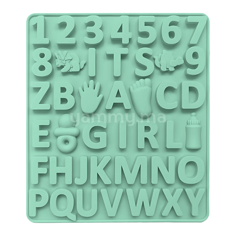 Moule Silicone Lettres et Chiffres 21,7 x 18,7 cm