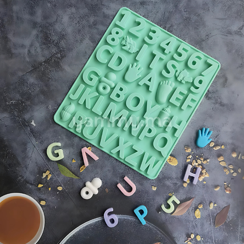 Moule Silicone Lettres et Chiffres 21,7 x 18,7 cm