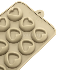 Moule Silicone à Chocolat Demi-Sphère avec Trou Cœur (x15)