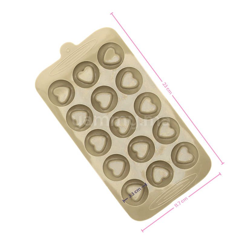 Moule Silicone à Chocolat Demi-Sphère avec Trou Cœur (x15)