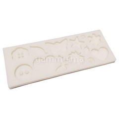 Moule Silicone - 4 Boutons, 2 Papillons, 4 Feuilles, 2 Cœurs, 1 Étoile