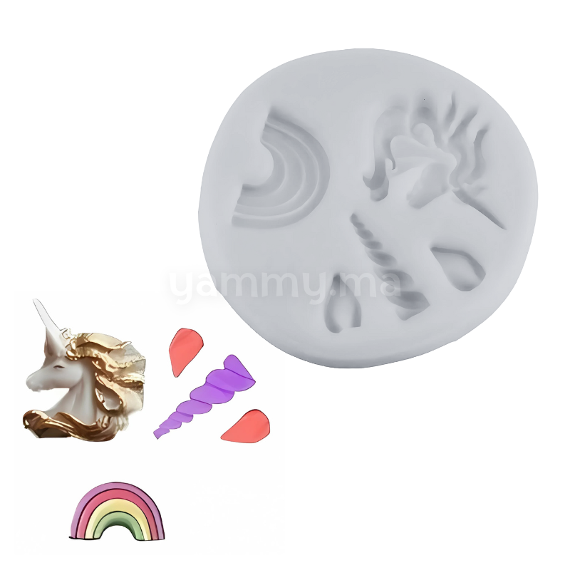 Moule Silicone - Licorne, Arc-en-ciel, Corne, Oreilles