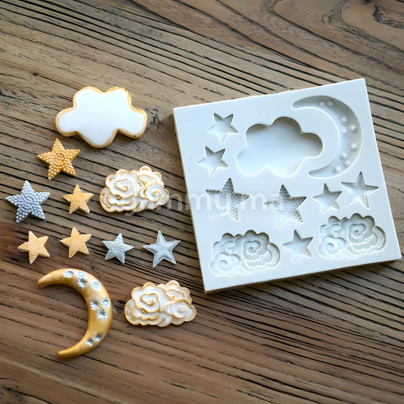 Moule Silicone Thème Nuages et d'étoiles lunaires