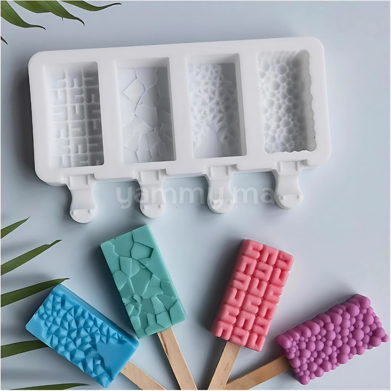 Moule Silicone à 4 Mini Glaces Variées