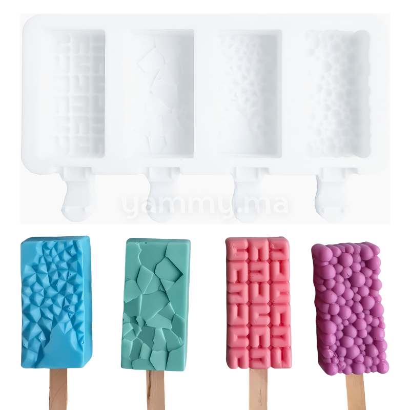 Moule Silicone à 4 Mini Glaces Variées