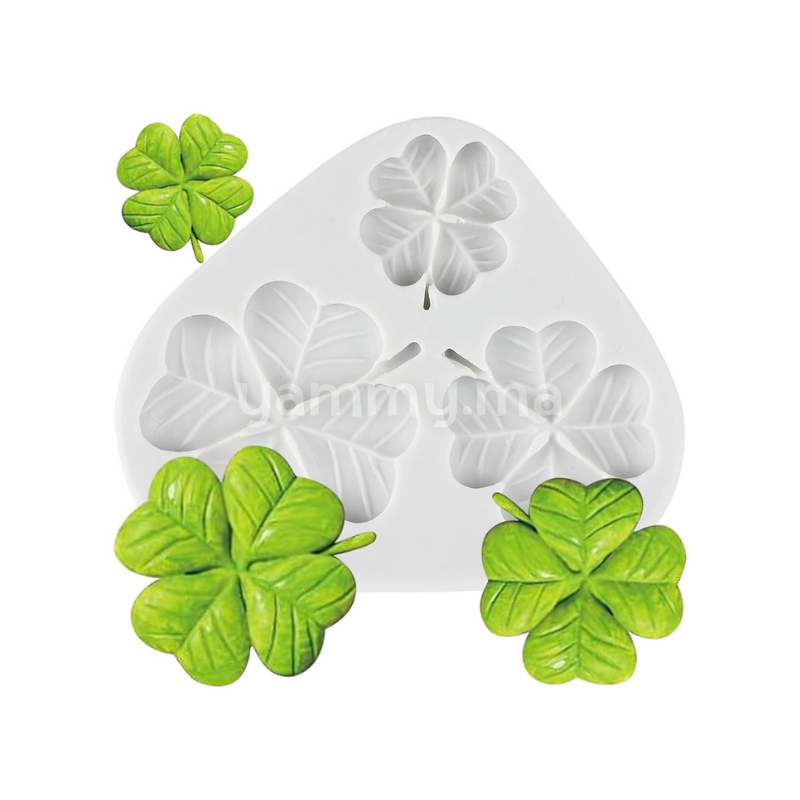 Moule Silicone 3 Feuilles de Trèfle à Quatre Feuilles