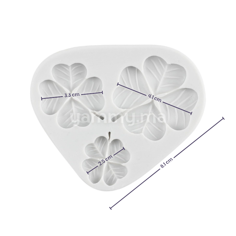 Moule Silicone 3 Feuilles de Trèfle à Quatre Feuilles