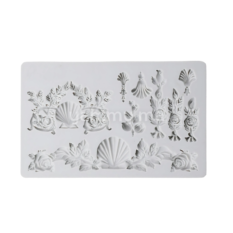 Moule Silicone 8 Fleurs et Coquillages