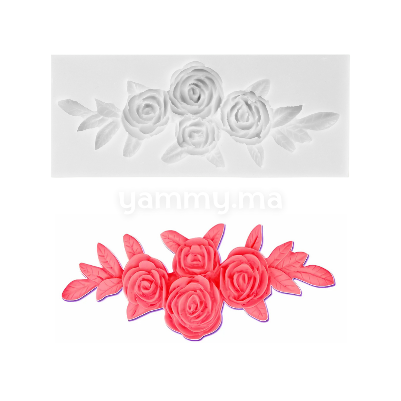 Moule Silicone Guirlande de Fleurs 4 Roses