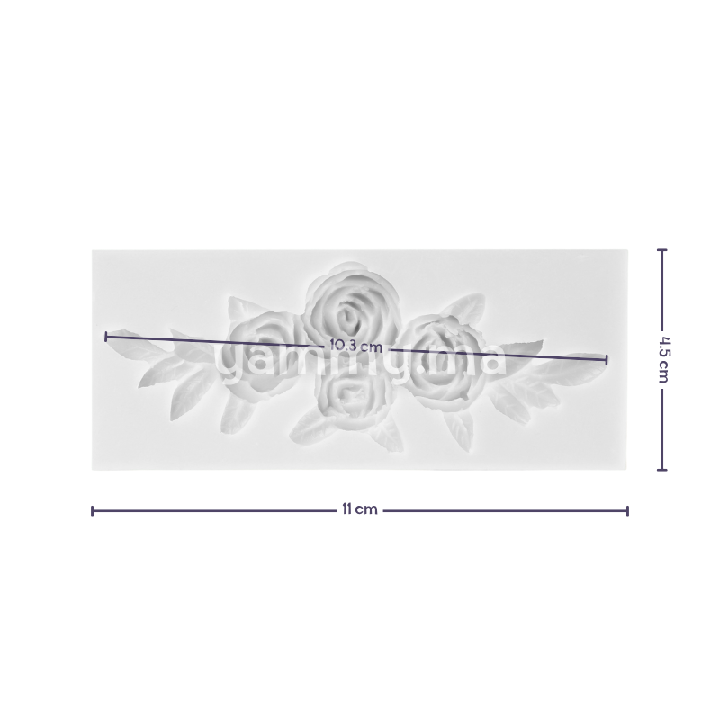 Moule Silicone Guirlande de Fleurs 4 Roses