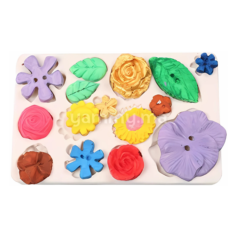 Moule Silicone 5 Fleurs et 10 Boutons