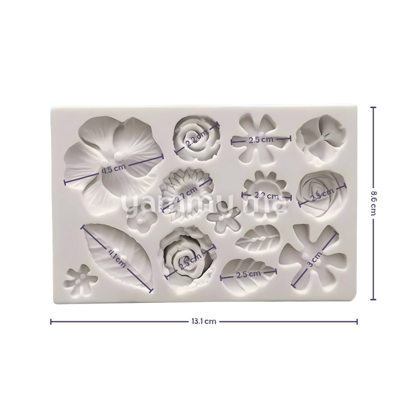 Moule Silicone 5 Fleurs et 10 Boutons