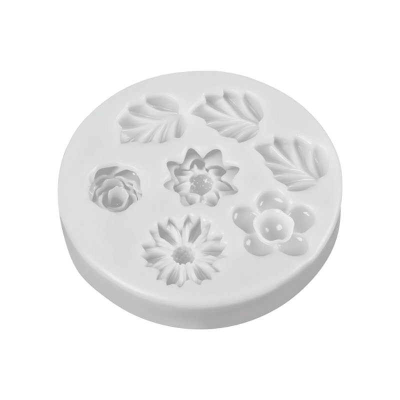 Moule Silicone 4 Mini Fleurs et 3 Feuilles