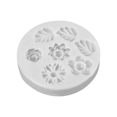 Moule Silicone 4 Mini Fleurs et 3 Feuilles