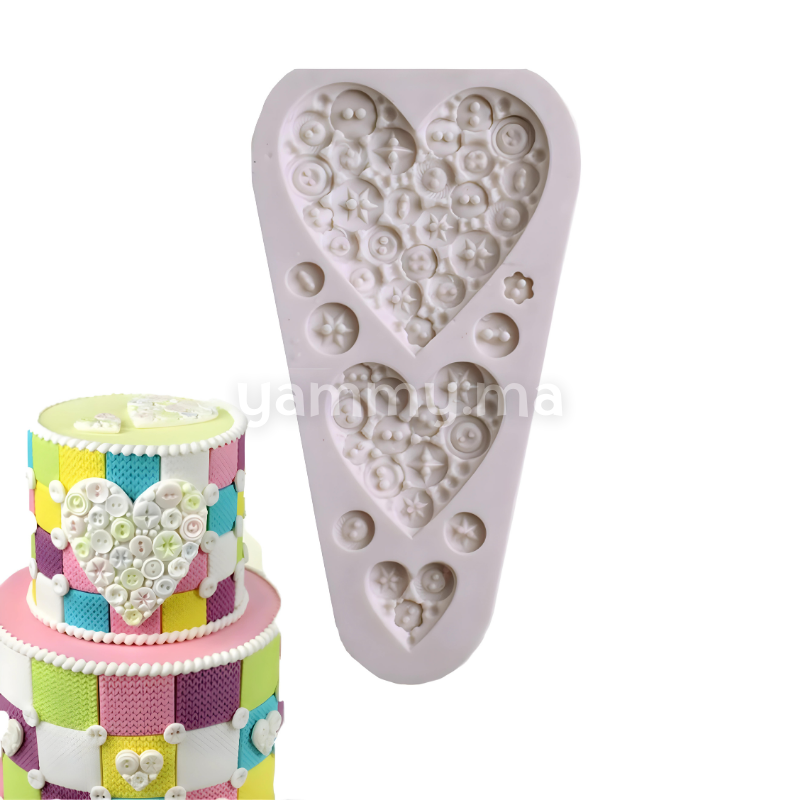 Moule Silicone Boutons en Forme de Coeurs