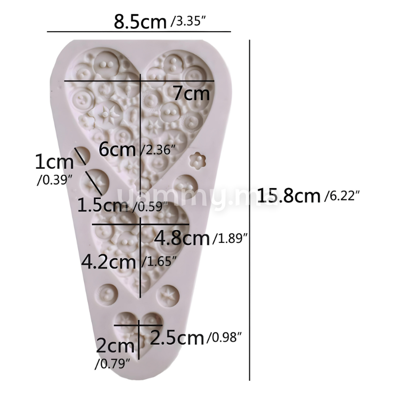 Moule Silicone Boutons en Forme de Coeurs