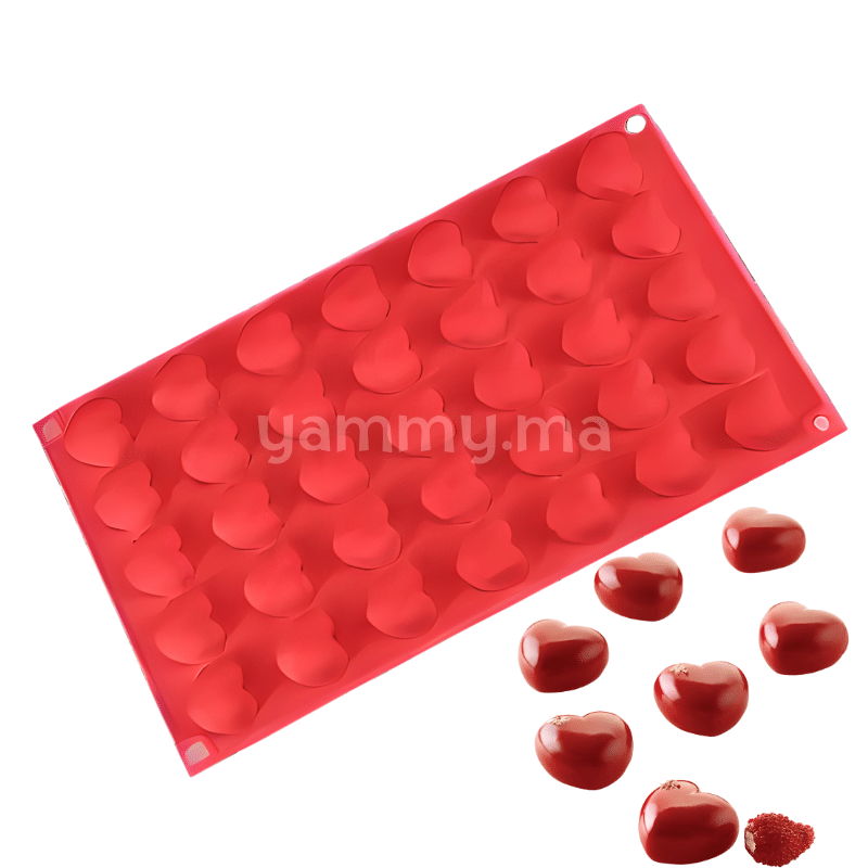 Moule Silicone 35 Mini Coeurs Bombé 3D