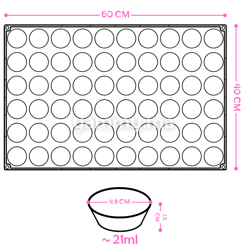 Moule Silicone Mini Tartelette 60/40 cm "PX301" - Pavoni