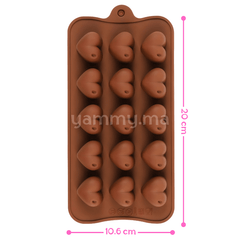 Moule Silicone à Chocolat 15 Coeurs Bombé