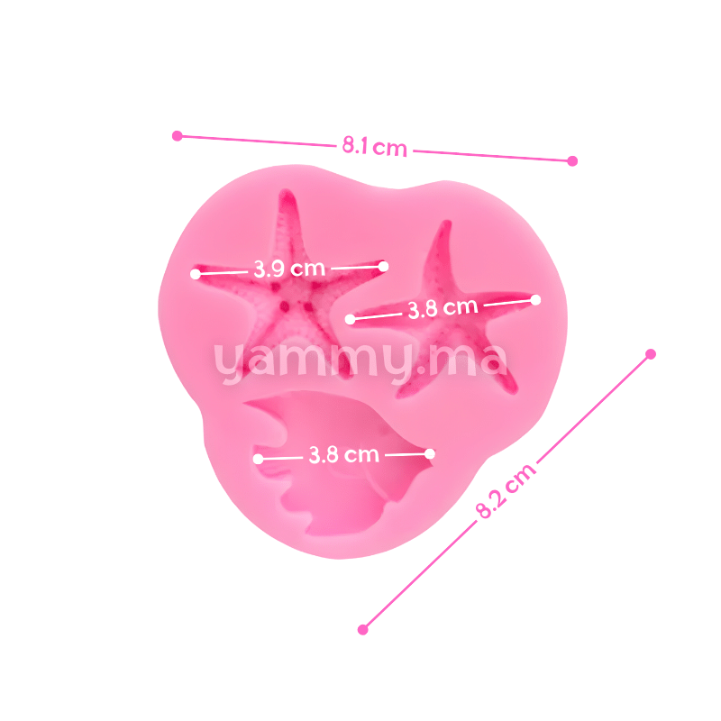 Moule Silicone Poisson et 2 Etoiles de Mer