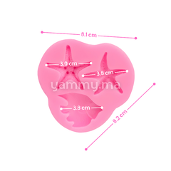 Moule Silicone Poisson et 2 Etoiles de Mer