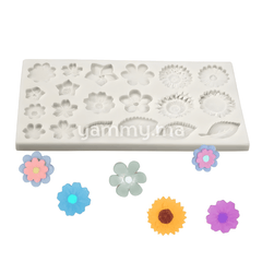 Moule Silicone 4 Feuilles et 16 Fleurs